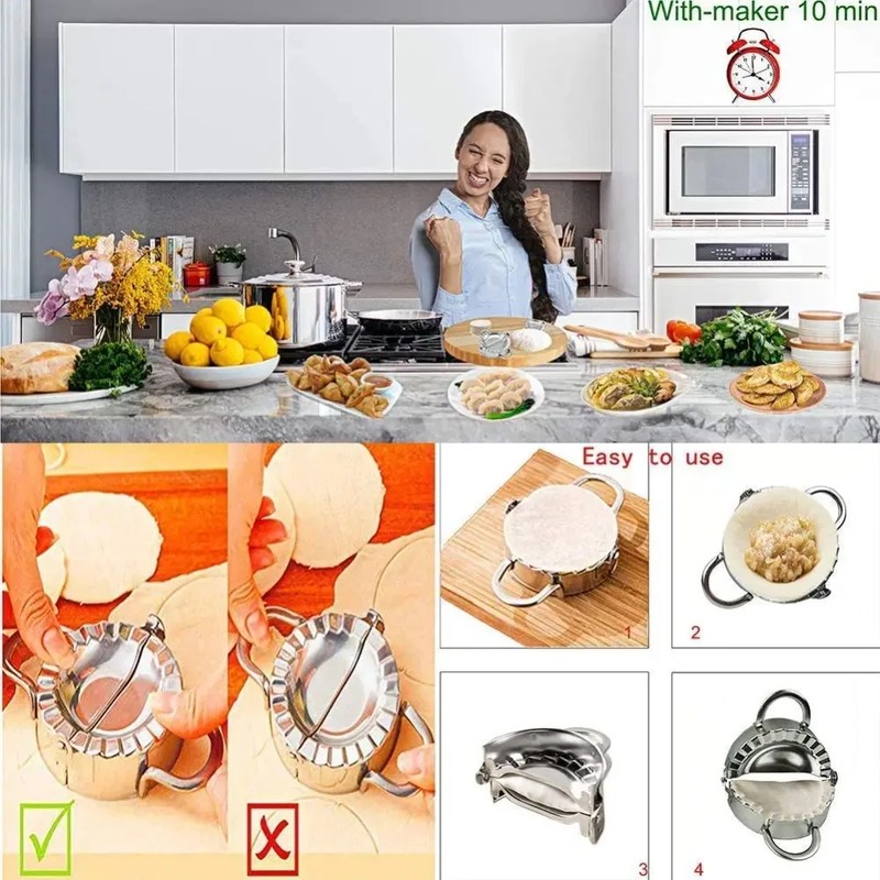 Dumpling Press Set - Edelstahl Teigtaschenformer-Set – Einfache Teigtaschen- und
